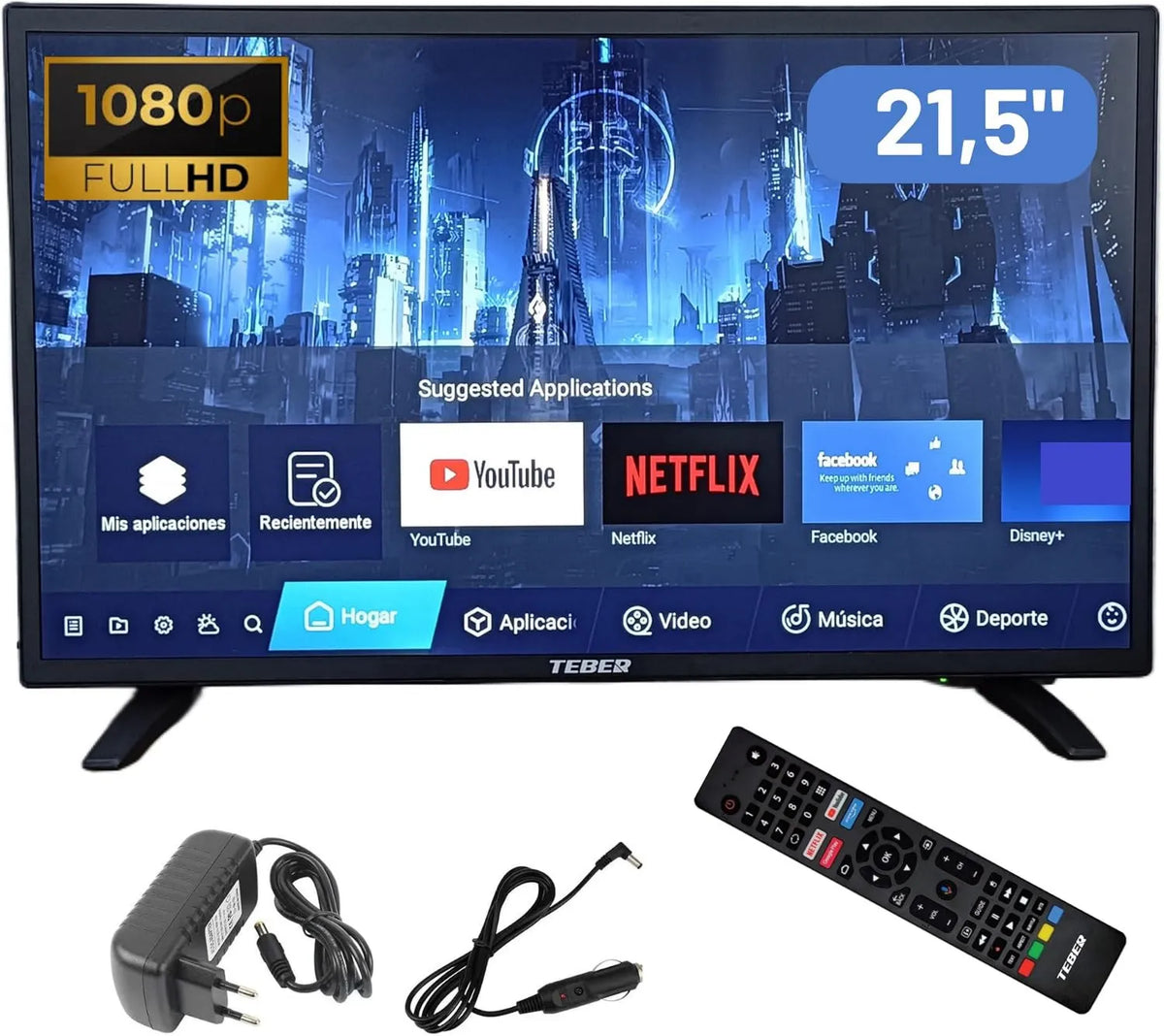 TEBER Smart TV, 21, 5 polegadas, 12 V, TV, Android OS, DVB-S2, Full HD, camping, 22', T2, campistas, alojamento, caravanas, Barcos