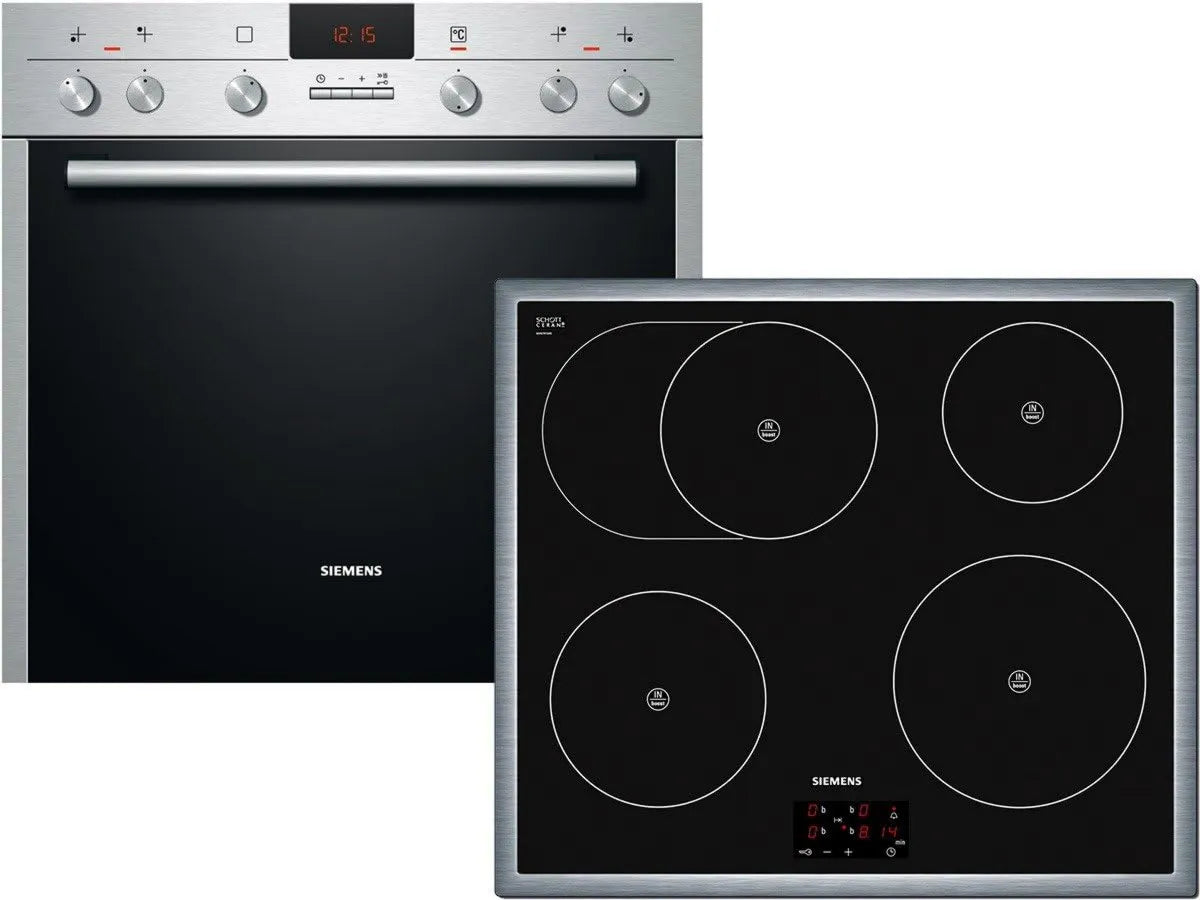 SIEMENS EQ241EI02B Fogão com forno, built-in, Boost, efeito 3D, fornos pretos, macios, ar quente 3D Plus, PowerBoost, placa de assadeira: