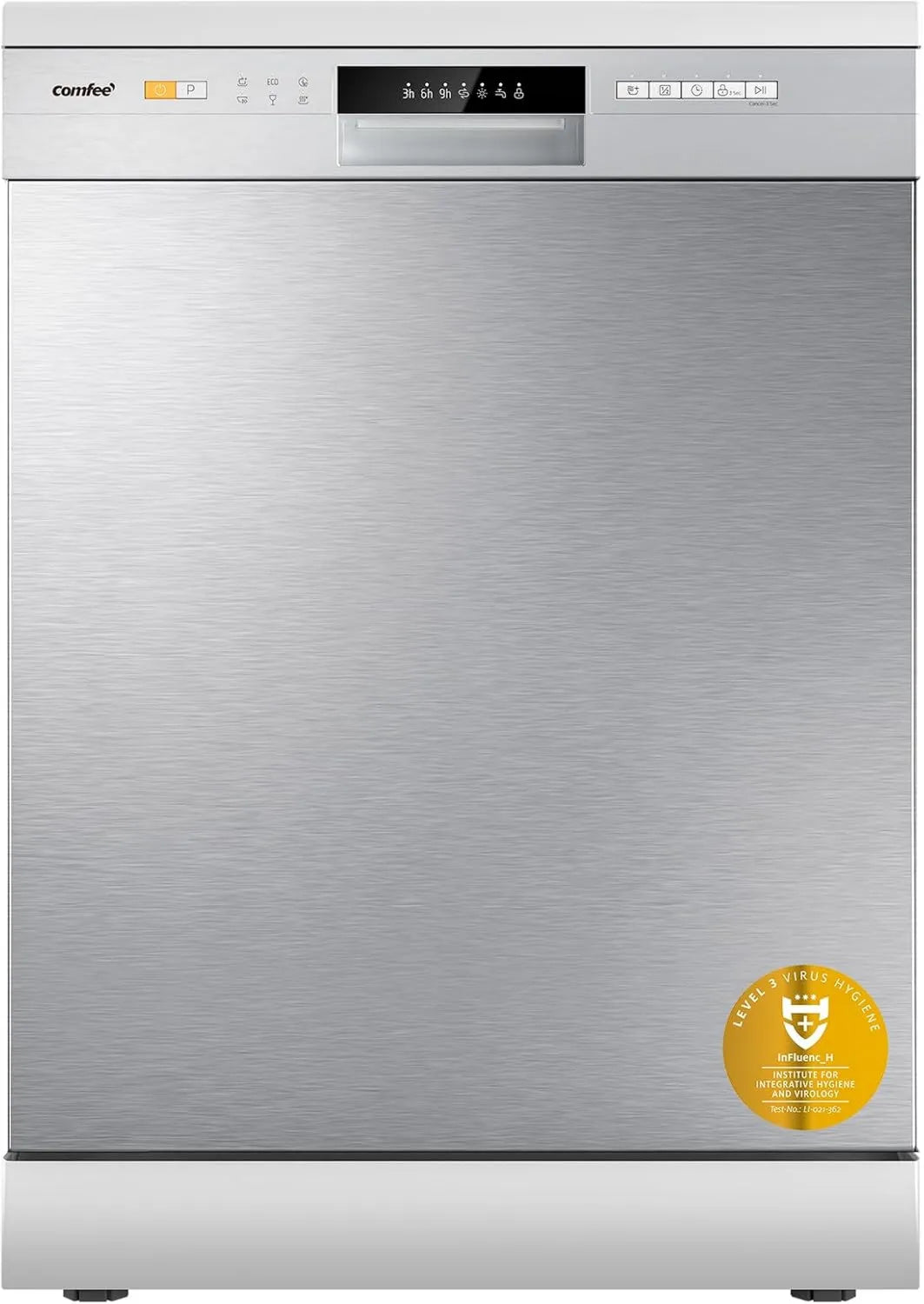 Máquina de lavar loiça, 60 cm, 47 dB, CDWPF1201PS Comfee, higiene, free-standing, aço inoxidável, 72°C Higiene de lavagem, cestas flexíveis, 12 talheres