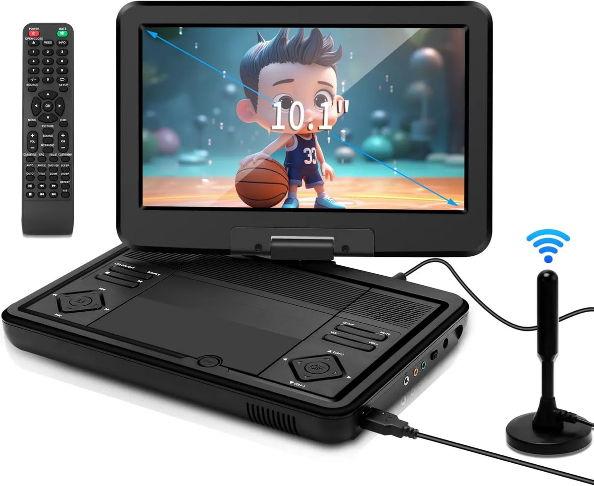 KCR Smart TV, 10, 1 polegadas, TV, HDMI, USB, portátil, DVB-T2, LED Pivô ecrã, bateria recarregável, dois colunas Stereo