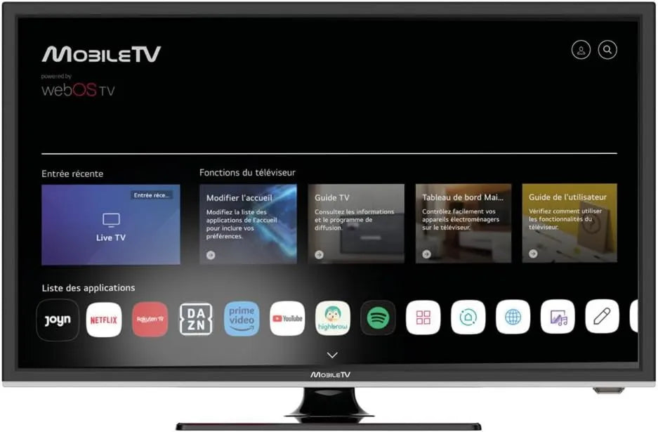 MOBILETV Smart TV SD3, 55 cm, 12 V, TV, webOS, sintonizador triplo DVB-T2, S2, Wi-Fi, Bluetooth, camping, garantia de 3 anos, 24 230, 230V - Connect TV para