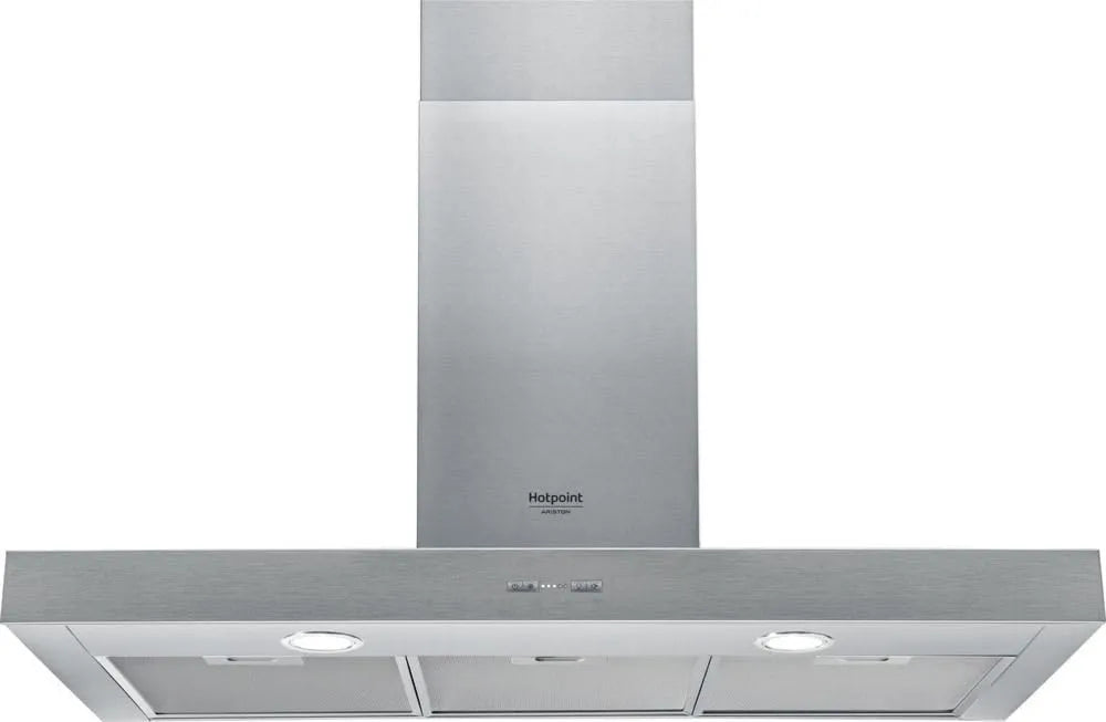 Hotpoint exaustor 9.7F m3/h, 90 cm, 713 m3/h, classe E-energia, capa de cozinha, iluminação LED, Boost, silencioso, aço inoxidável
