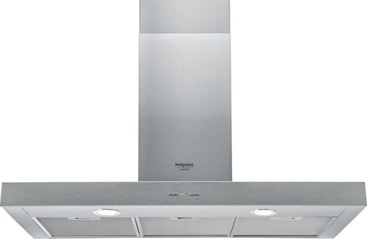 Hotpoint exaustor 9.7F m3/h, 90 cm, 713 m3/h, classe E-energia, capa de cozinha, iluminação LED, Boost, silencioso, aço inoxidável