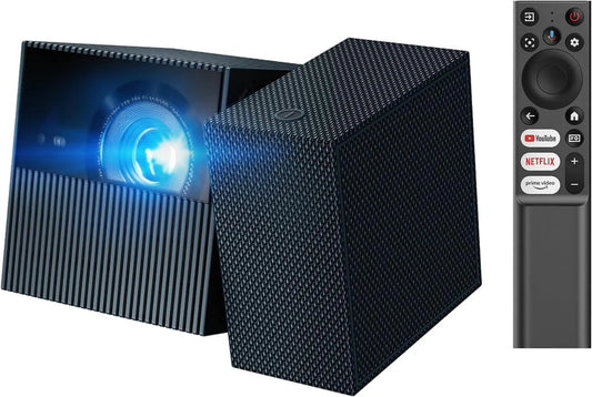 Projetor TCL, Portátil, Exterior, Wi-Fi, Bluetooth, 4K UHD, Projetor de Vídeo, 750 Lumens ISO, 360° ajustável, GTV, Netflix, TCL PlayCube 4K