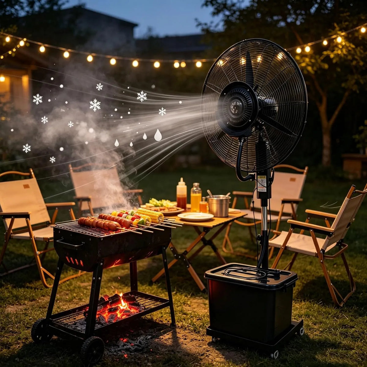 Lsoiup Ar condicionado, 71cm, Ø 71cm, ao ar livre, 3velocidade, grande tanque, restaurante, camping, Ø71cm, Ventoador Nevoeiro a Pé Com Grande Reservatório