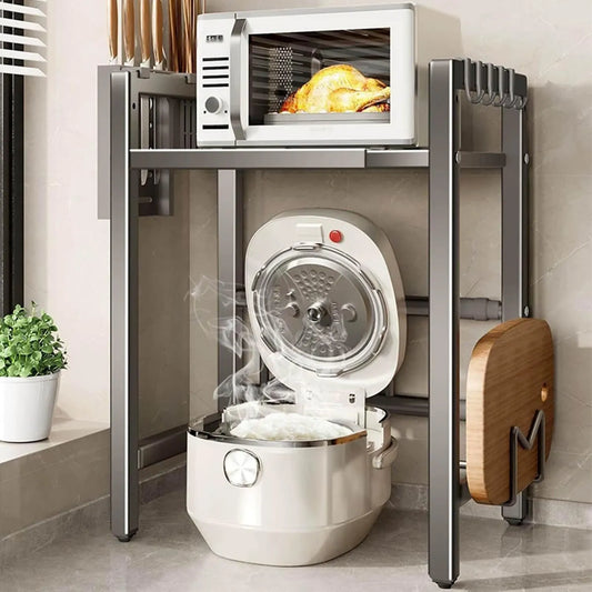 Generic Microondas, profissional, balcão de cozinha para panelas de arroz e forno, robusto rack de armazenamento com ganchos para uso comercial