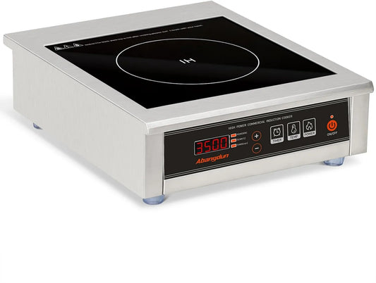 Abangdun Placa de indução, 3500 W, 60-240 °C, 275 V, placa de cozinha de indução, temporizador, profissional, aço inoxidável, temporizador 18 h, 190-275 V