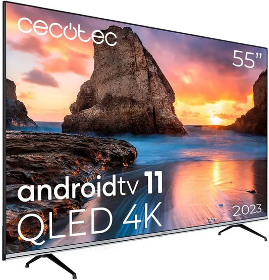 Cecotec VQU10055. Smart TV, 55 polegadas, TV, 4K UHD, QLED, som Dolby, Android OS, Dolby Vision e Dolby Atmos, Android 11, modelo 2023, MEMC
