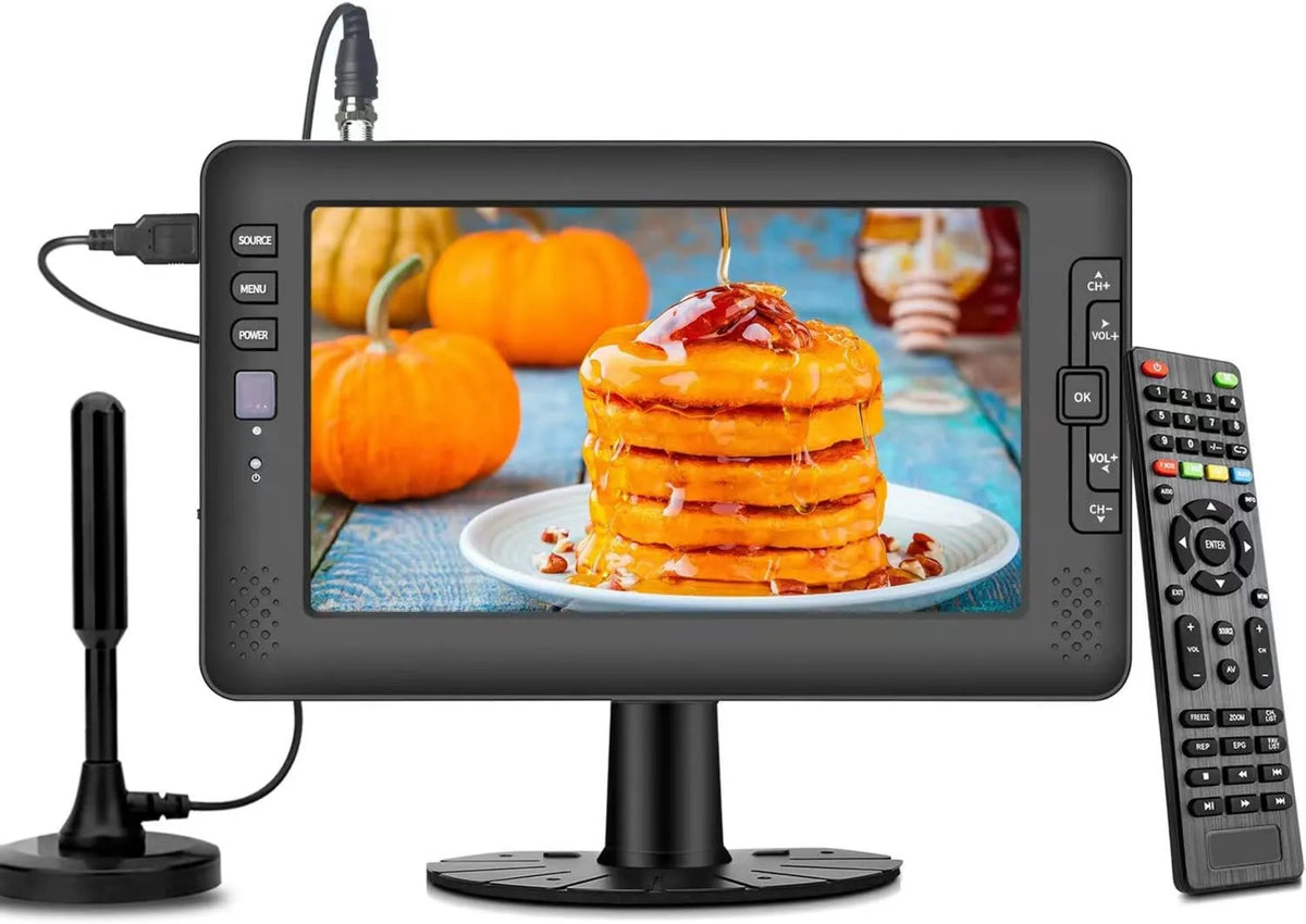 Jexiop Smart TV, TV, USB, portátil, laje IPS, camping, sintonizador ATSC digital, entrada AV, porta USB, TV incorporada com Baterias Recarregáveis
