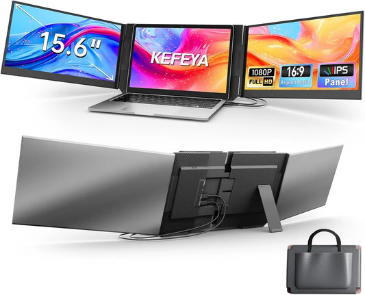 KEFEYA 1080P Monitor, 15.6 polegadas, laptop, Android OS, Full HD, xbox portátil Extender de ecrã com 13, 3 '-17', Mac, Cromado
