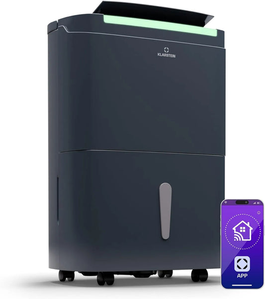 KLARSTEIN 40L, 24h Desumidificador, 40 L, portátil, temporizador, Wi-Fi, grande tanque, silencioso, casa de banho & quarto 35-45m2, Wi-Fi App