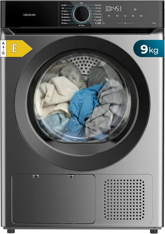 Cecotec Bolero Drisser, 650 W, 15 programas, 9 kg, Classe E de energia, Antigo A++, Baixo Consumo, SpaCare, Anti-Frosting