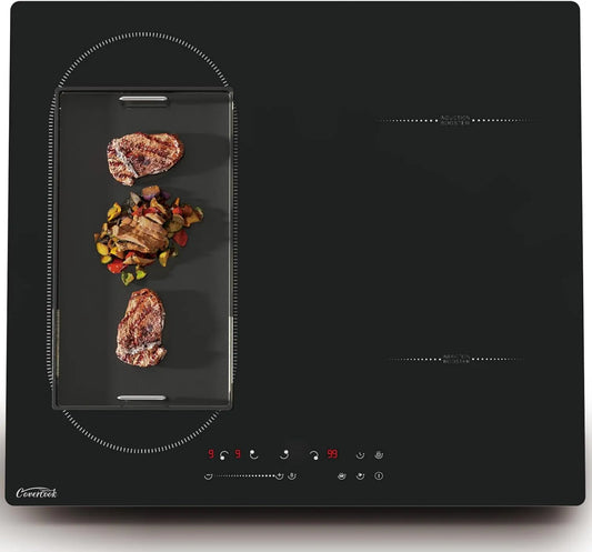 COVERCOOK Placa de indução, 7000 W, 240 V, mesa de indução de cozinha, área flexível, toque, recesso, 9 Níveis de potência, 220-240 V, controlo
