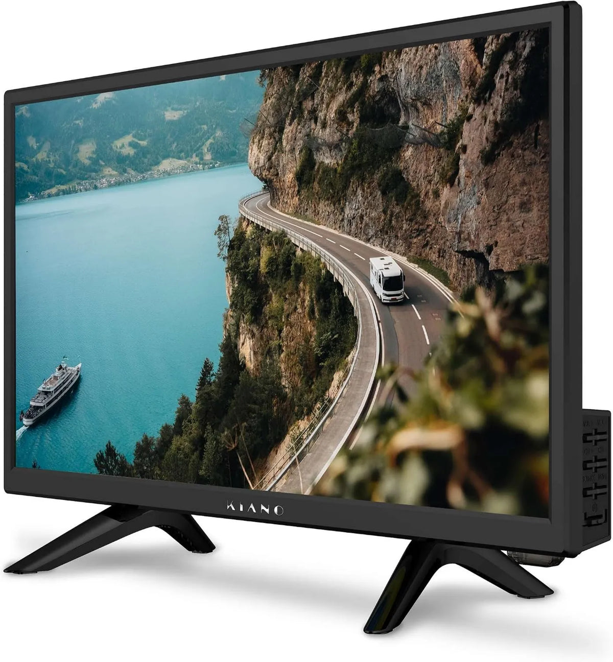 KIANO Smart TV V, 230, 19 polegadas, 1366 × 768, 12 V, TV, HDMI, USB, portátil, DVB-T2, camping, ecrã DLED 1366 x 768, VGA, Compacto e Luz, Preto