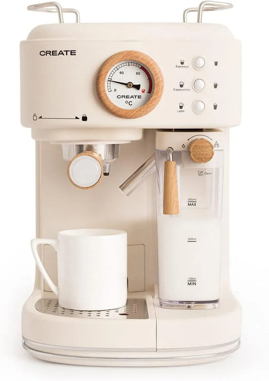 Produto bandeja de leite, CREATE / THERA RETRO PRO, máquina semi-automática de expresso Branco quebrado, 20 bar, dreno, dois bicos, capacidade 1