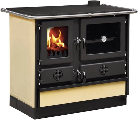 Interstoves Cozinha com forno, ferro fundido, saída lateral direita - Bege, fogão de madeira MAGIUM MBS