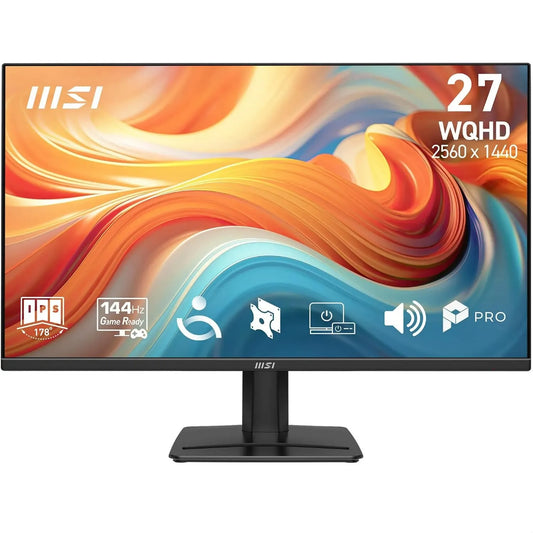MSI Dalle IPS 2560x1440, Pro Professional Screen 27' WQHD, 144 Hz, 1ms MP275QA E14, DisplayPort, VESA, HDMI, FreeSync compatível