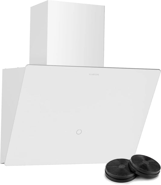 exaustor KLARSTEIN, 50cm, 336 m3/h, 50 dB, capa de cozinha, iluminação LED, toque, silencioso, branco, Energia A++, Evacuação e Recirculação