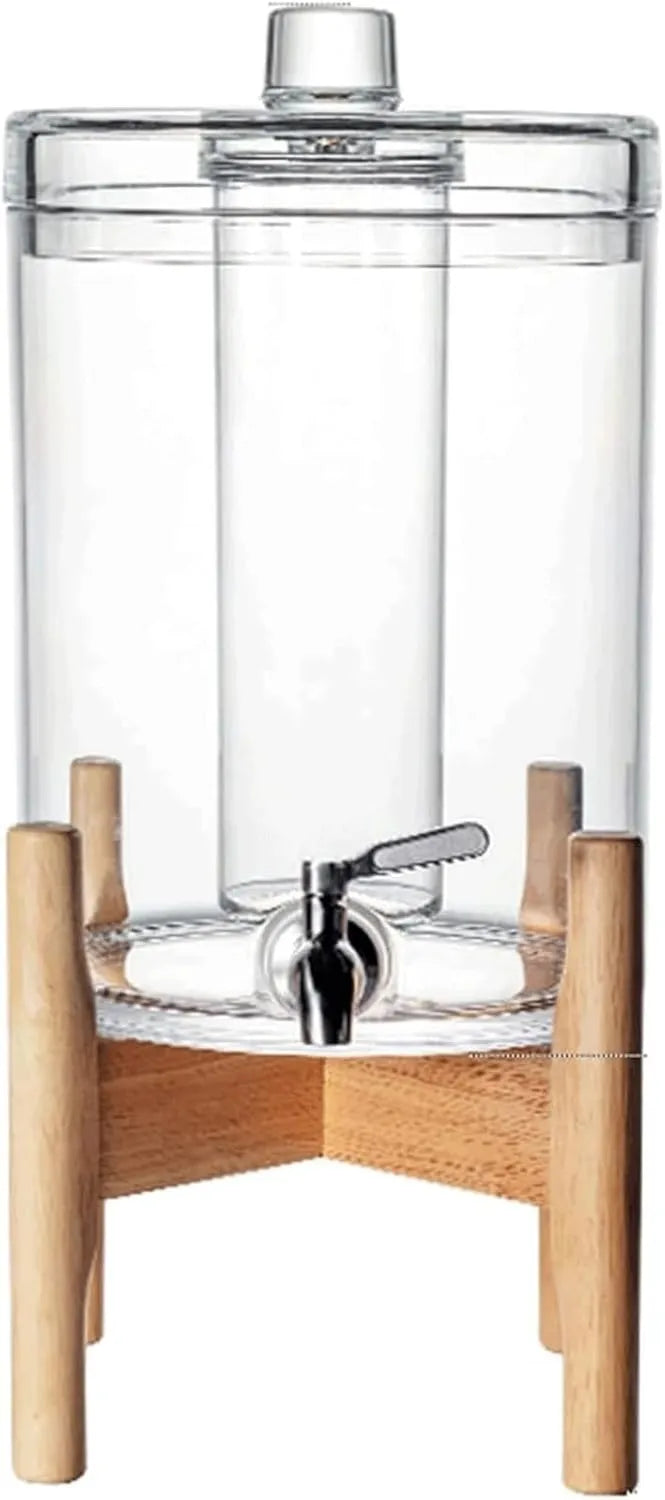 HSHTTKL Distribuidor de bebidas transparentes PP, distribuidor de bebidas de alta capacidade com suporte de gelo e madeira, Ice Tea Pichet