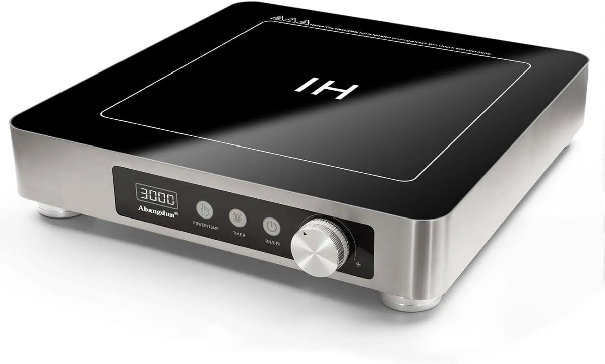 Abangdun Placa de indução, 3000 W, 60 a 220 °C, 275 V, mesa de indução de cozinha, temporizador, profissional, restaurante, aço inoxidável, temporizador 18 h