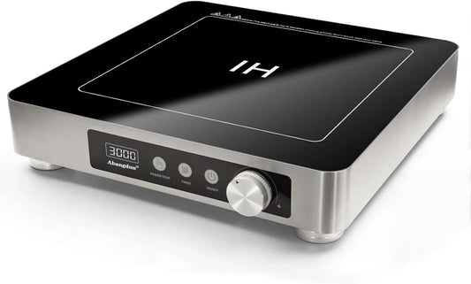 Abangdun Placa de indução, 3000 W, 60 a 220 °C, 275 V, mesa de indução de cozinha, temporizador, profissional, restaurante, aço inoxidável, temporizador 18 h