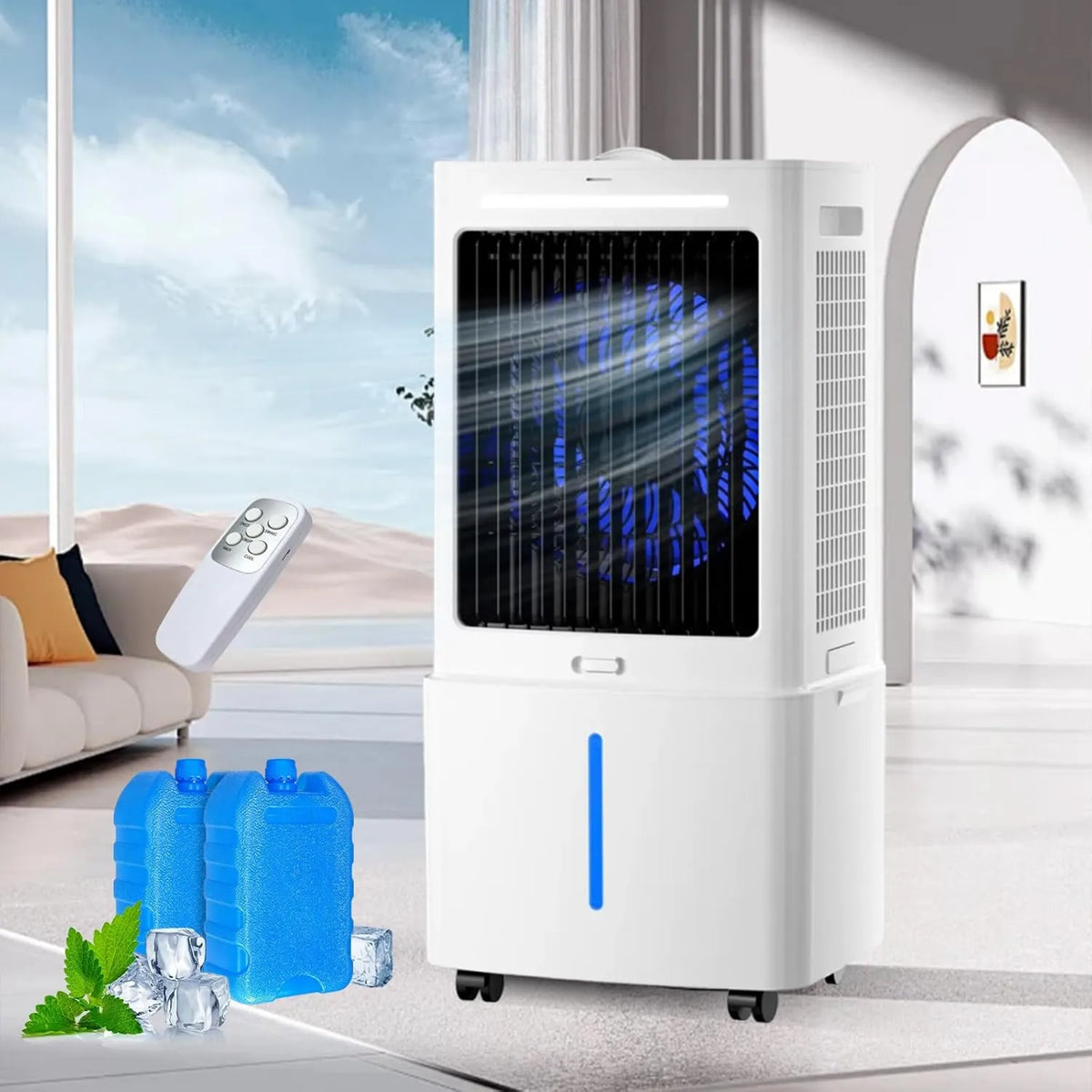 Generic 4-em-1, 25 L ar condicionado, umidificador com comando à distância e 2 pacotes de gelo, uso doméstico