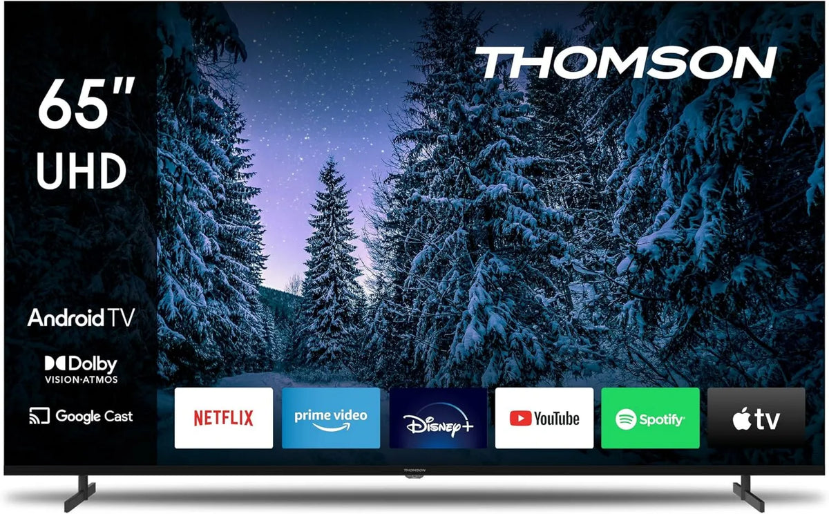 THOMSON Google 65QA2S13 Smart TV, 65 polegadas, TV, QLED, HDMI, Wi-Fi, Bluetooth, Android OS, Triplo-Tuner, Dolby Digital, 164 cm, CI+, Assistente Google