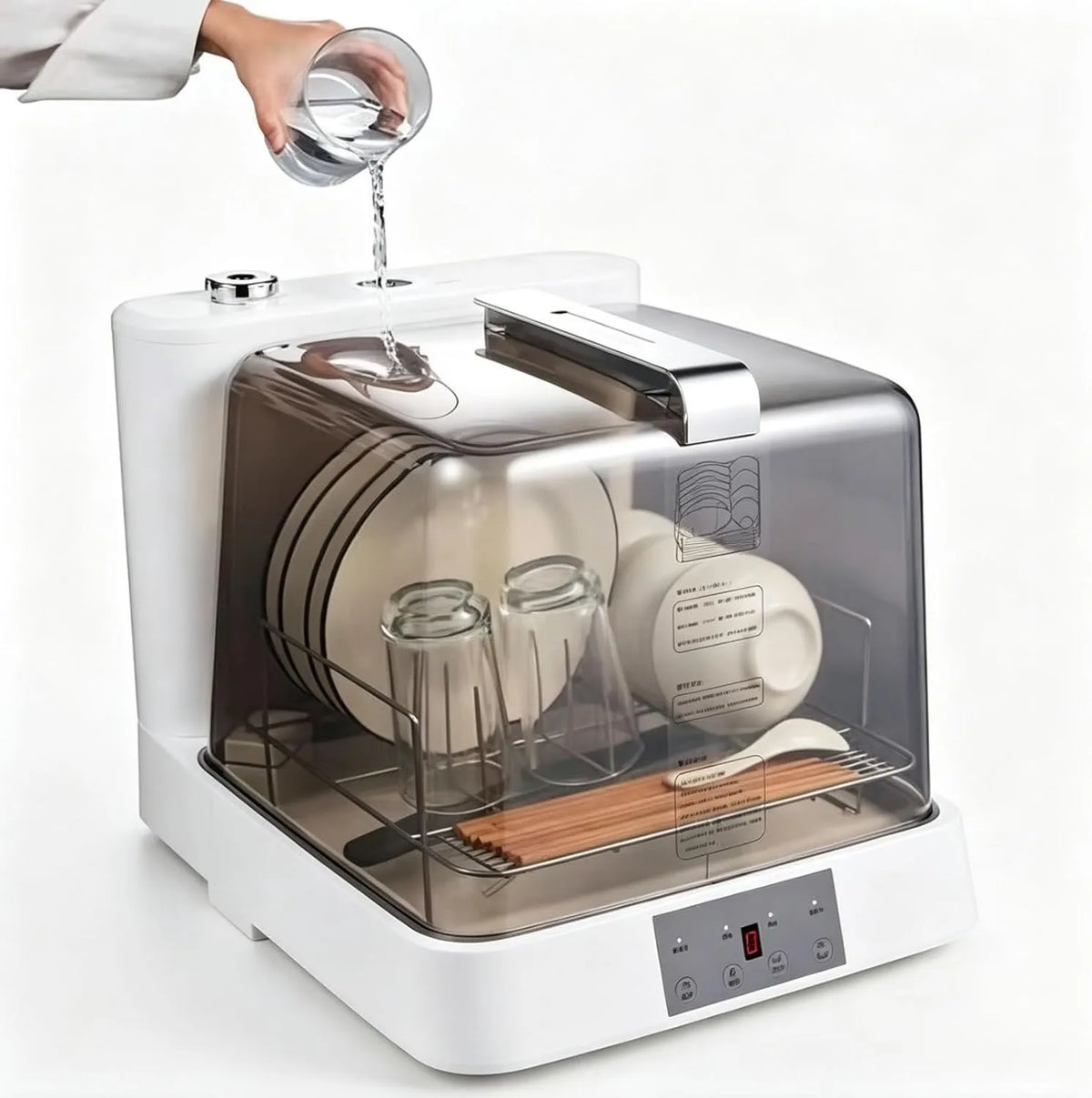 PtaTritious Máquina de lavar loiça, 6 L, tanque grande, braço rotativo 360°, Apartamentos e dormitórios, 3 modos de lavagem, funções de alta temperatura, para cozinhas