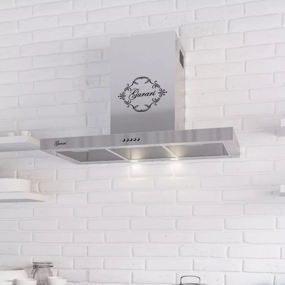 exaustor, 90 cm, 1000 m3/h, capa de cozinha, 3 velocidades, instalação de parede, aço inoxidável, LED, h• Capa de parede fabricante de luxo Gurari • 3