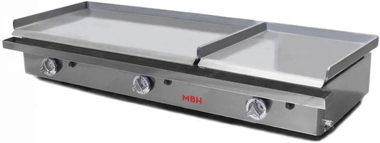 MBH - MAQUINARIA BAR HOSTELERÍA Produto Plancha de gás industrial 800 x 400 + 400 x 400 mm económico para hotéis. Fry Top duas áreas profissionais em aço laminado para bar