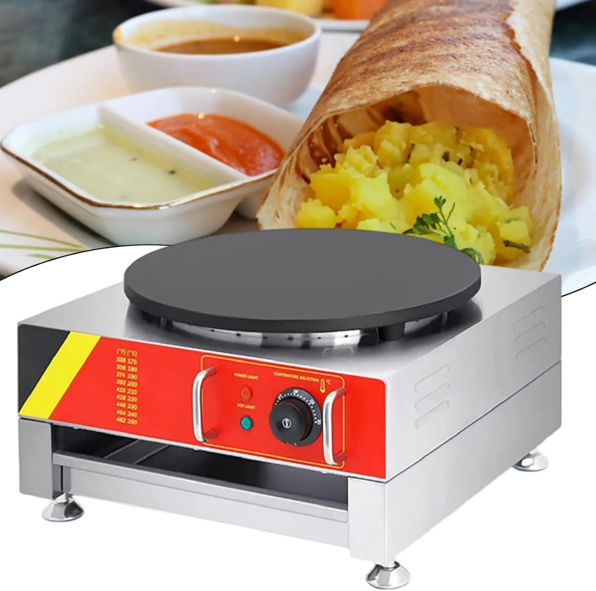 xEEAOFE Utensílio de cozinha, 16 polegadas, 110 V, Professional, 110V, Máquina Crepe Comercial, Quesadilla Machine Com Um Aquecedor